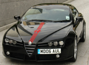 Alfa Romeo Emblem Vertical Decal With Stripes. Red - Image 2