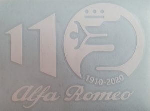 White Alfa Romeo 110 year Commemorative vinyl sticker