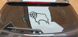 Derby County Football Club Medium Black Vinyl 300mm X 200mm - Image 2