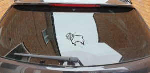 Derby County Football Club Small Black Vinyl 150mm X 100mm - Image 2