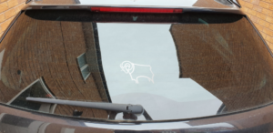 Derby County Football Club Small White Vinyl Decal 150mm X 100mm