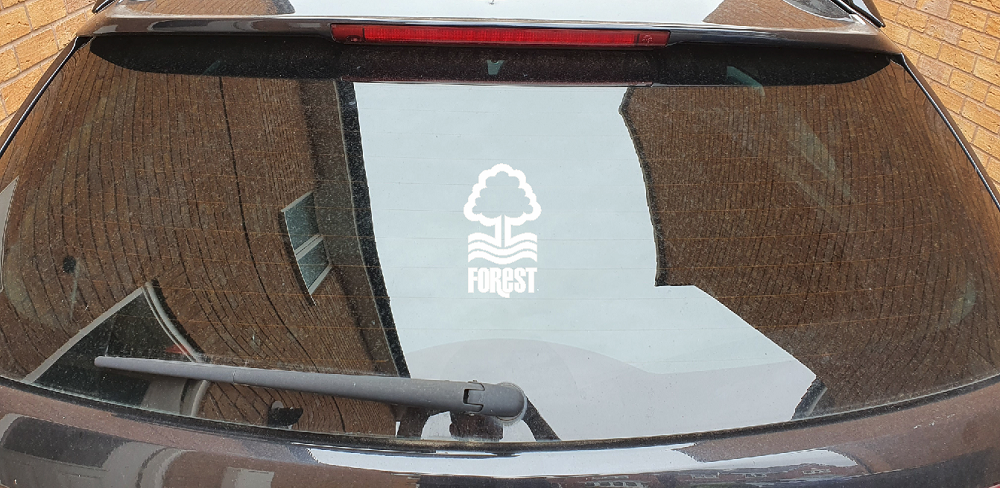 Nottingham Forest Football Club Small White Vinyl Decal 150mm X 85mm