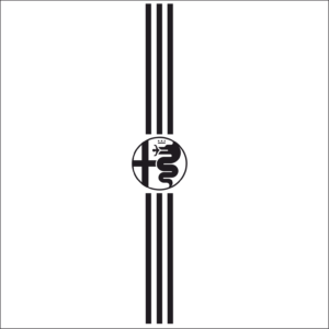 Alfa Romeo Emblem Vertical Decal With Stripes. Black
