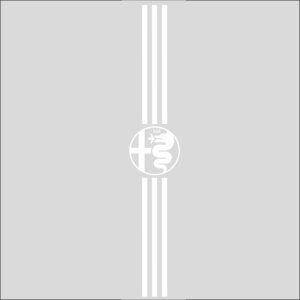 Alfa Romeo Emblem Vertical Decal With Stripes. White